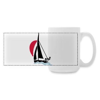 Youth sailing dinghy (420 470 505) sailboat - Large Panoramic Mug 440 ml - white - Right