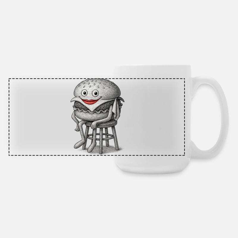 Whimsical Hamburger - Large Panoramic Mug 440 ml - white