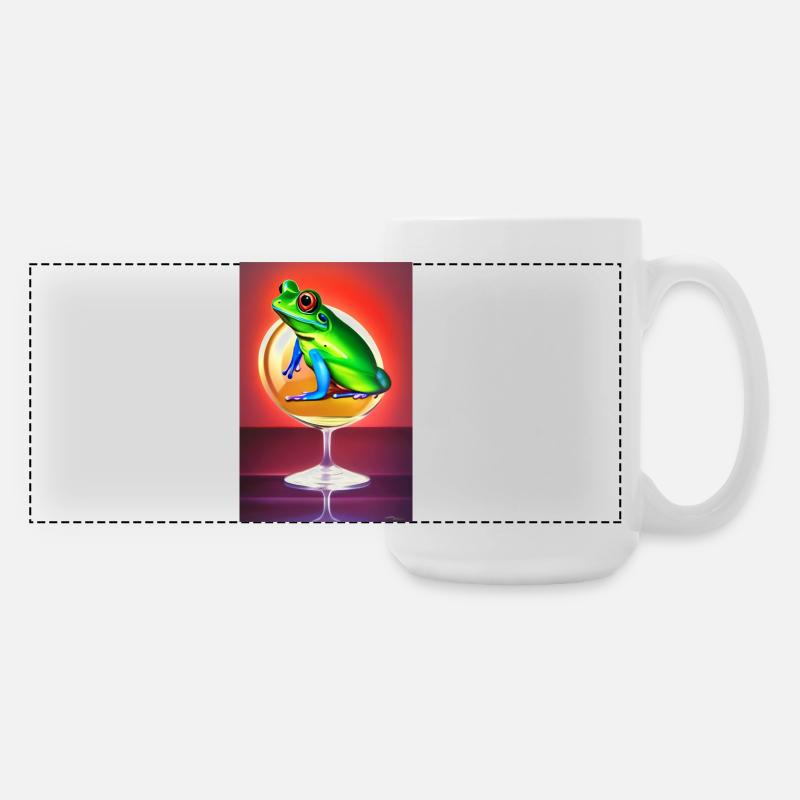 Frosch auf Glas - Große Panoramatasse 440 ml - Weiß