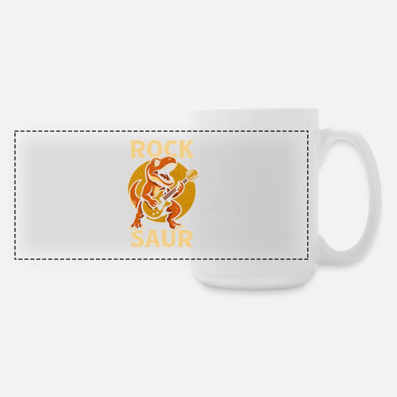 RockSaur Guitar Dino - Large Panoramic Mug 440 ml - white