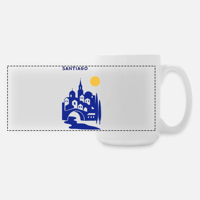 Santiago silhouette in the evening - Large Panoramic Mug 440 ml - white