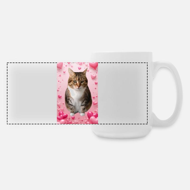 Missty-Katze mit Herzen - Große Panoramatasse 440 ml - Weiß