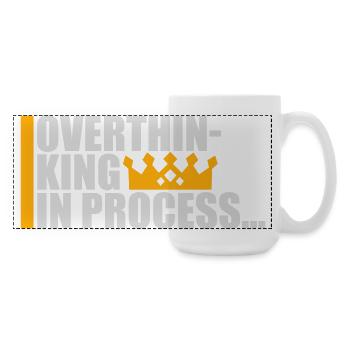 Overthinking In Process Funny Brooding Saying Logo - Large Panoramic Mug 440 ml - white - Right