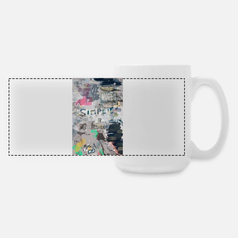 Mixed media vintage poster - Large Panoramic Mug 440 ml - white