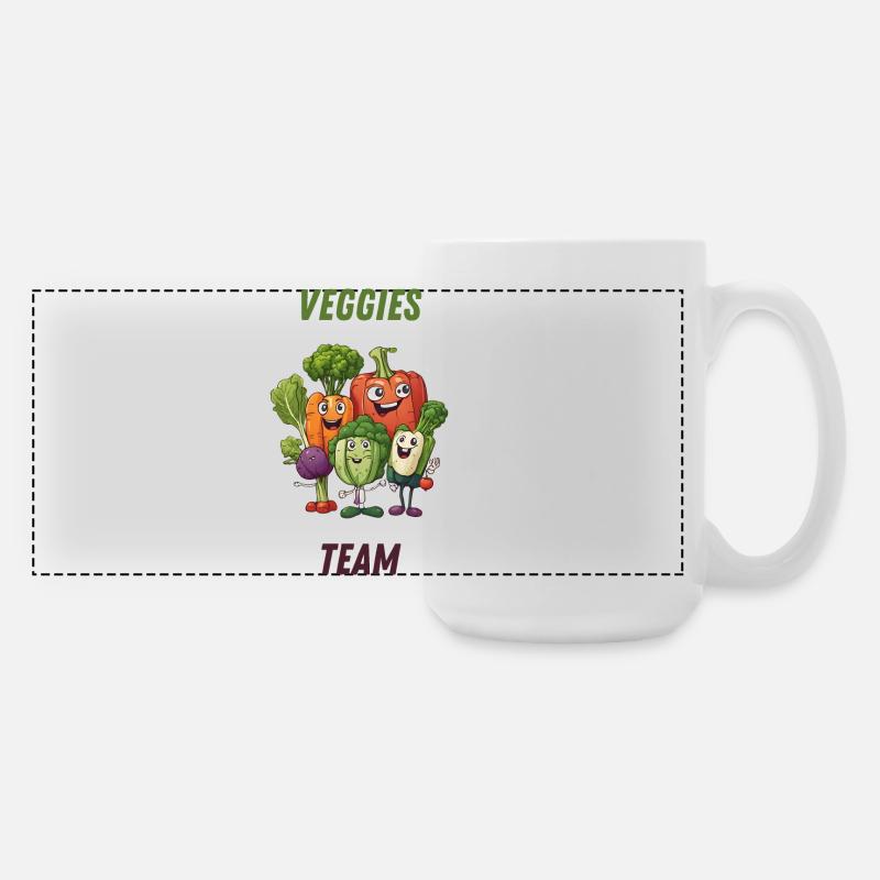 Veggies Team: Buntes Gemüse - Große Panoramatasse 440 ml - Weiß