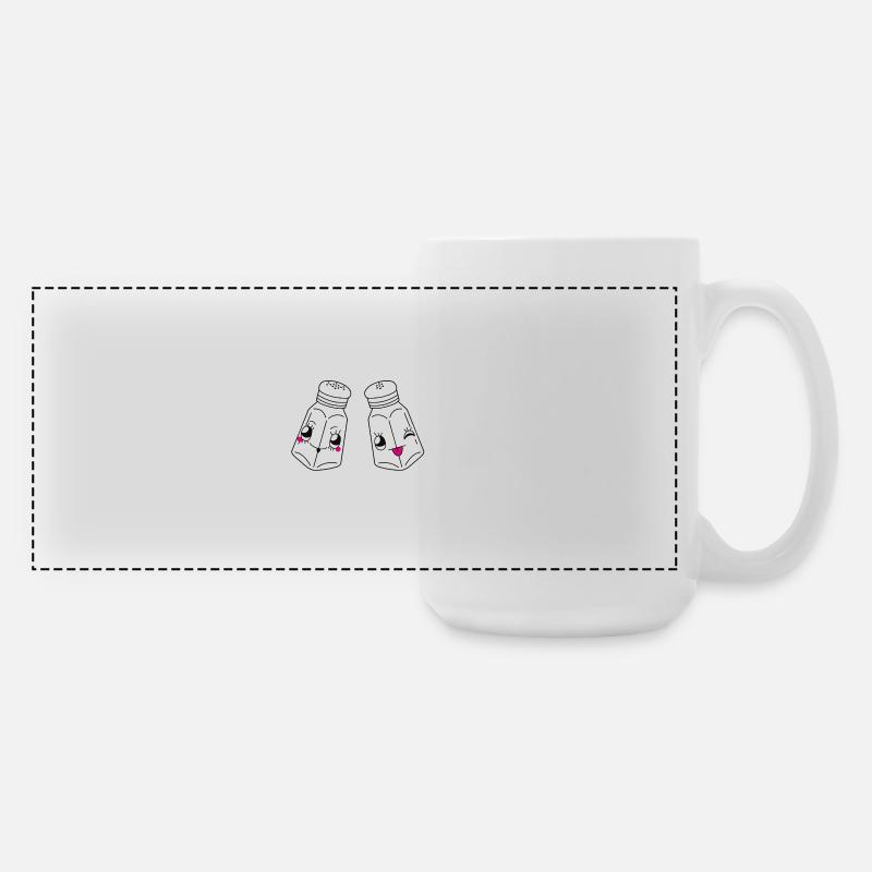 Salt and pepper humor - Large Panoramic Mug 440 ml - white