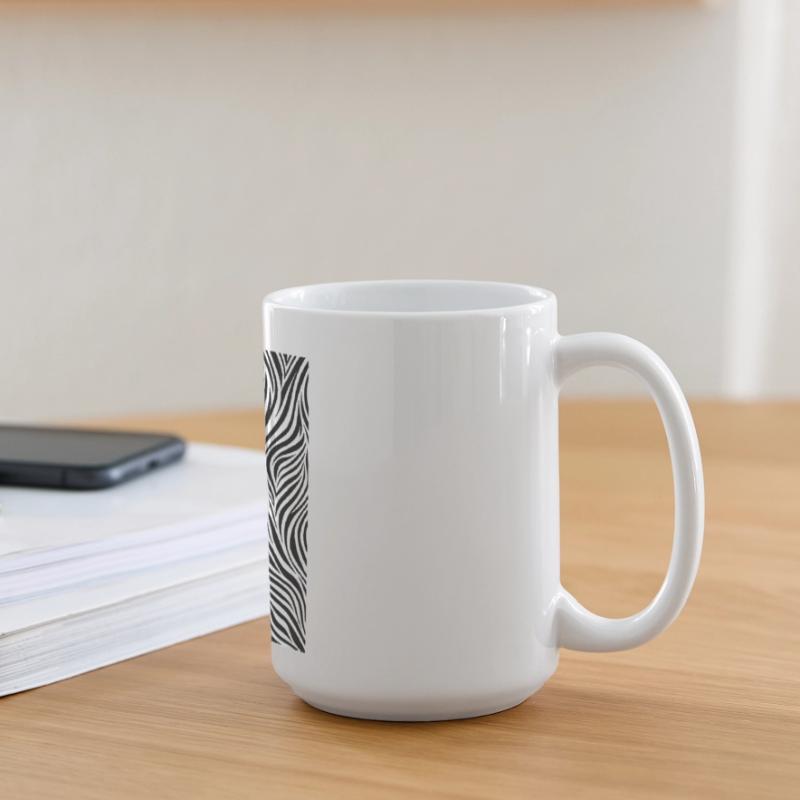 Zebra Stripe Zebra Pattern Stripe Black White Large Panoramic Mug 440 ml