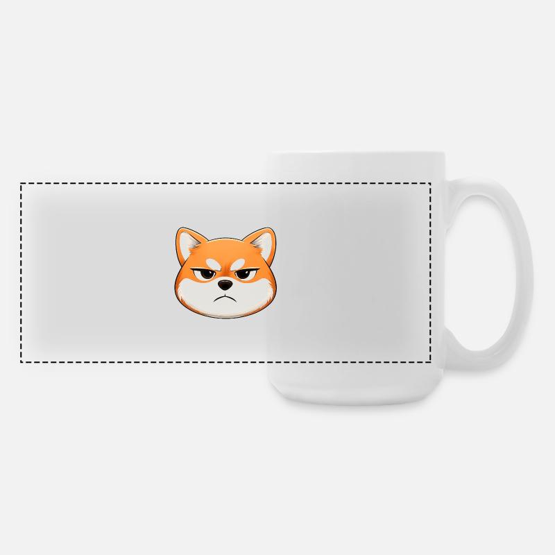 Grumpy, the shiba inu who makes a face - Large Panoramic Mug 440 ml - white