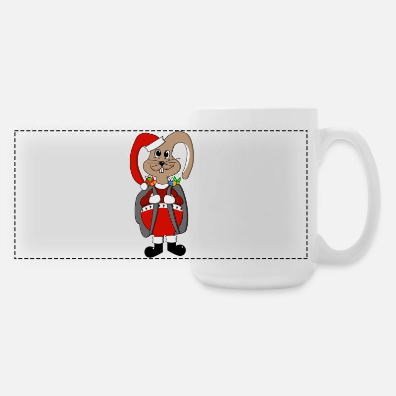 Weihnachtshase - Große Panoramatasse 440 ml - Weiß