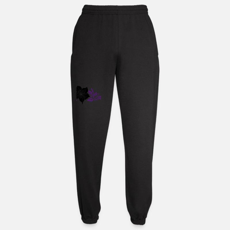 Schwarze Lilie mit violetten Ranken-Elementen - Unisex Jogginghose - Schwarz