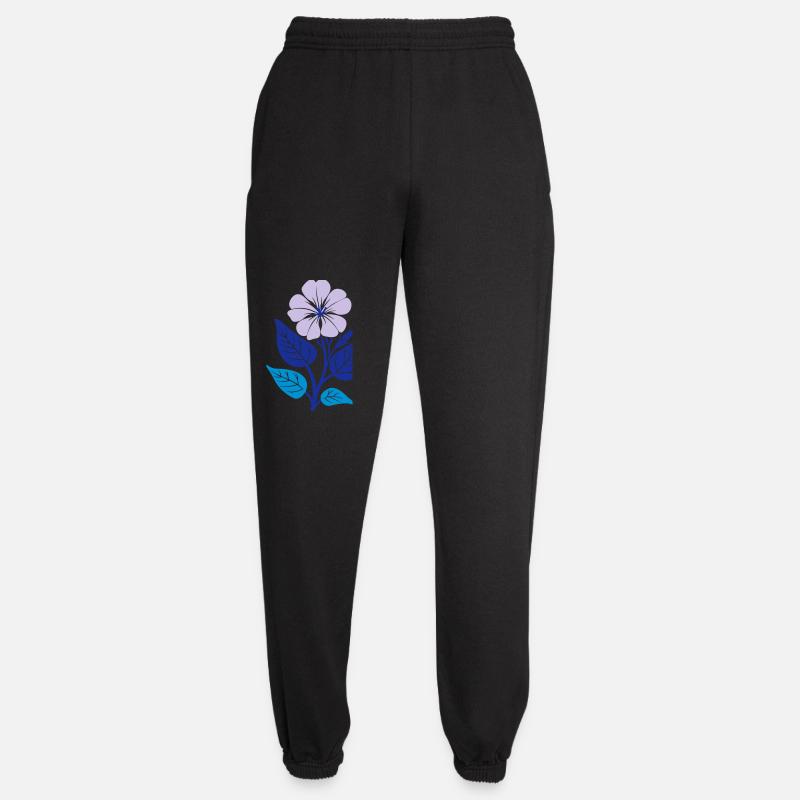 Fleur violette aux feuilles bleues - Pantalon de jogging unisexe - noir