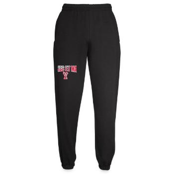 Logo Échec et Mat Rouge Roi Noir en Difficulté - Pantalon de jogging unisexe - noir - Devant - AI Model Female 172 light (172cm)