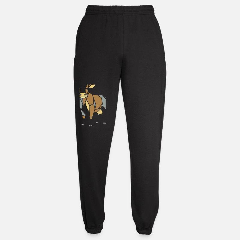 Geometric Cow Low Poly Modern - Unisex Joggers - black