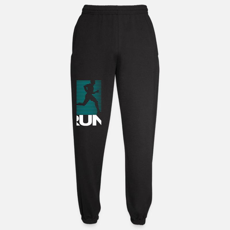 Runner Silhouette on Stripe Background - Unisex Joggers - black