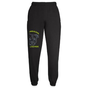 "First get to know each other - then love" Staffordshire - Unisex Joggers - black - Front - AI Model Female 172 light (172cm)