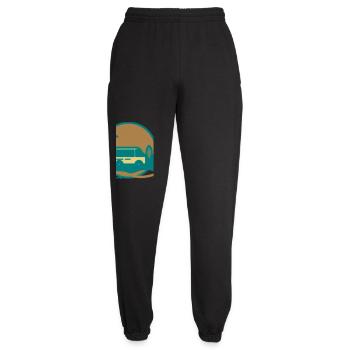 Sonnenuntergang Surfbus am Strand - Unisex Jogginghose - Schwarz - Vorne - AI Model Female 172 light (172cm)