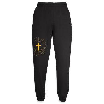 Cross and heart - Unisex Joggers - black - Front - AI Model Female 172 light (172cm)