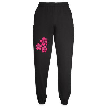 hibiscus summer flowers - Unisex Joggers - black - Front - AI Model Female 172 light (172cm)