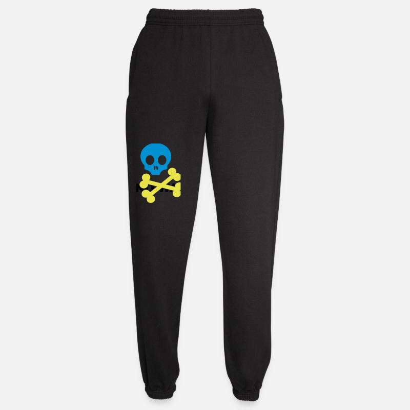 Neon Blue Skull and Crossbones - Unisex Joggers - black