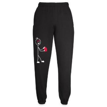 Strichmännchen mit Herz & Herzen in den Augen - Unisex Jogginghose - Schwarz - Vorne - AI Model Female 172 light (172cm)