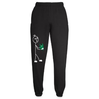 Strichmännchen mit Blatt in der Hand - Unisex Jogginghose - Schwarz - Vorne - AI Model Female 172 light (172cm)