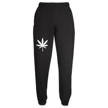 Cannabis / Marijuana / Hemp Leaf (White) - Unisex Joggers - black - Front - AI Model Female 172 light (172cm)