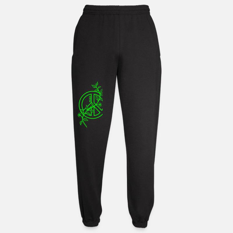 Neon Peace mit Blumenranke  - Unisex Jogginghose - Schwarz