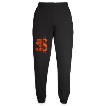 Make Money Not Friends Hustle Quote Saying Logo - Unisex Joggers - black - Front - AI Model Female 172 light (172cm)