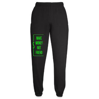 Make Money Not Friends Hustle Quote Saying Logo - Unisex Joggers - black - Front - AI Model Female 172 light (172cm)