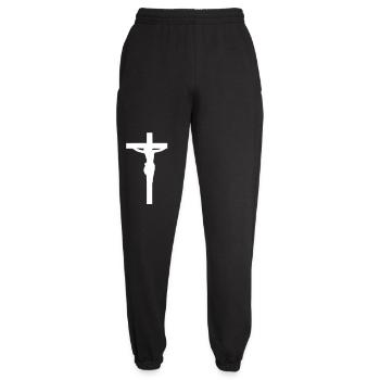 Jésus silhouette de croix - Pantalon de jogging unisexe - noir - Devant - AI Model Female 172 light (172cm)