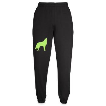 Wolfsilhouette Neon Grün - Unisex Jogginghose - Schwarz - Vorne - AI Model Female 172 light (172cm)