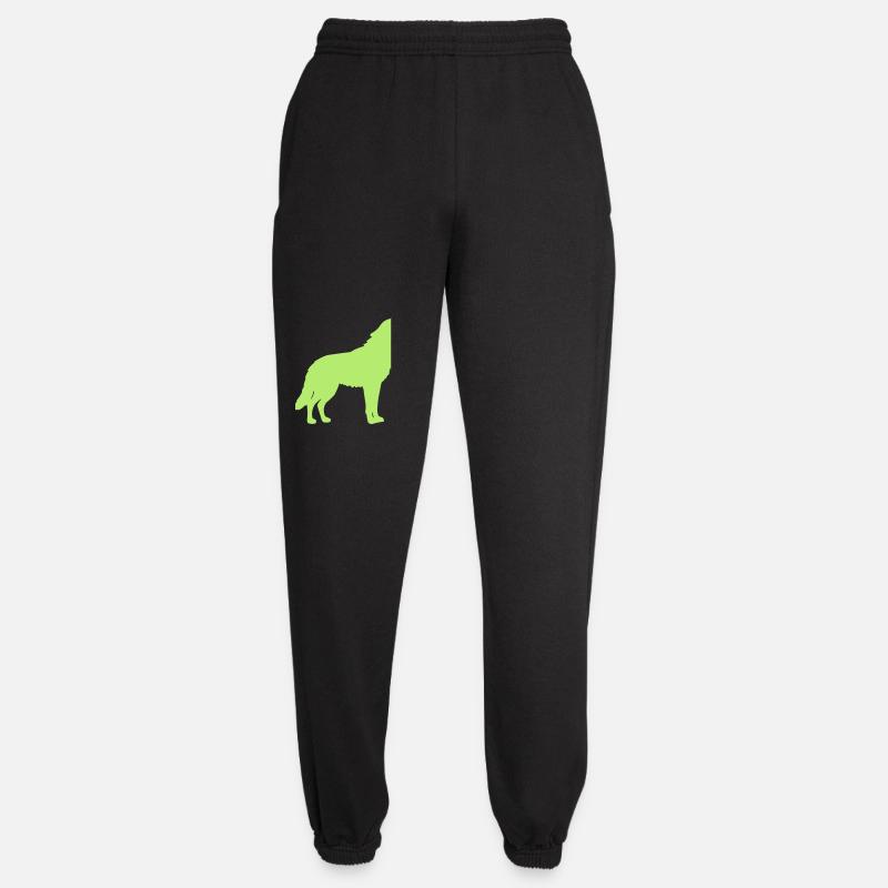 Wolf Silhouette Neon Green - Unisex Joggers - black