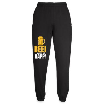 Beer Makes Me Happy lustiger Bier Spruch - Unisex Jogginghose - Schwarz - Vorne - AI Model Female 172 light (172cm)