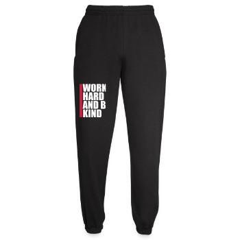 Work Hard And Be Kind Inspirierend Fleiß Güte Logo - Unisex Jogginghose - Schwarz - Vorne - AI Model Female 172 light (172cm)