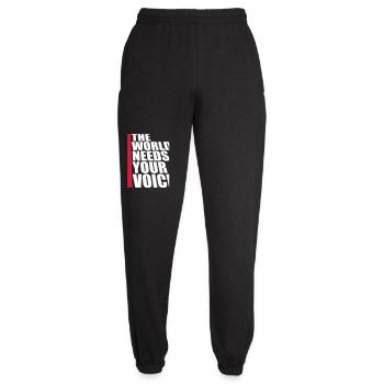 Die Welt Braucht Deine Stimme Inspirierend Zitat - Unisex Jogginghose - Schwarz - Vorne - AI Model Female 172 light (172cm)