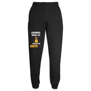 Lederhosn Brauch i ned - Sauffa Spruch Tracht - Unisex Jogginghose - Schwarz - Vorne - AI Model Female 172 light (172cm)