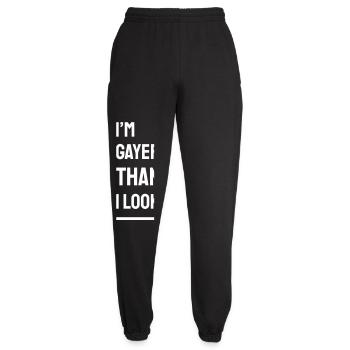 I'm Gayer Than I Look – Pride Spruch (weiß) Finale - Unisex Jogginghose - Schwarz - Vorne - AI Model Female 172 light (172cm)