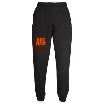 But First Coffee Badge - Unisex Joggers - black - Front - AI Model Female 172 light (172cm)