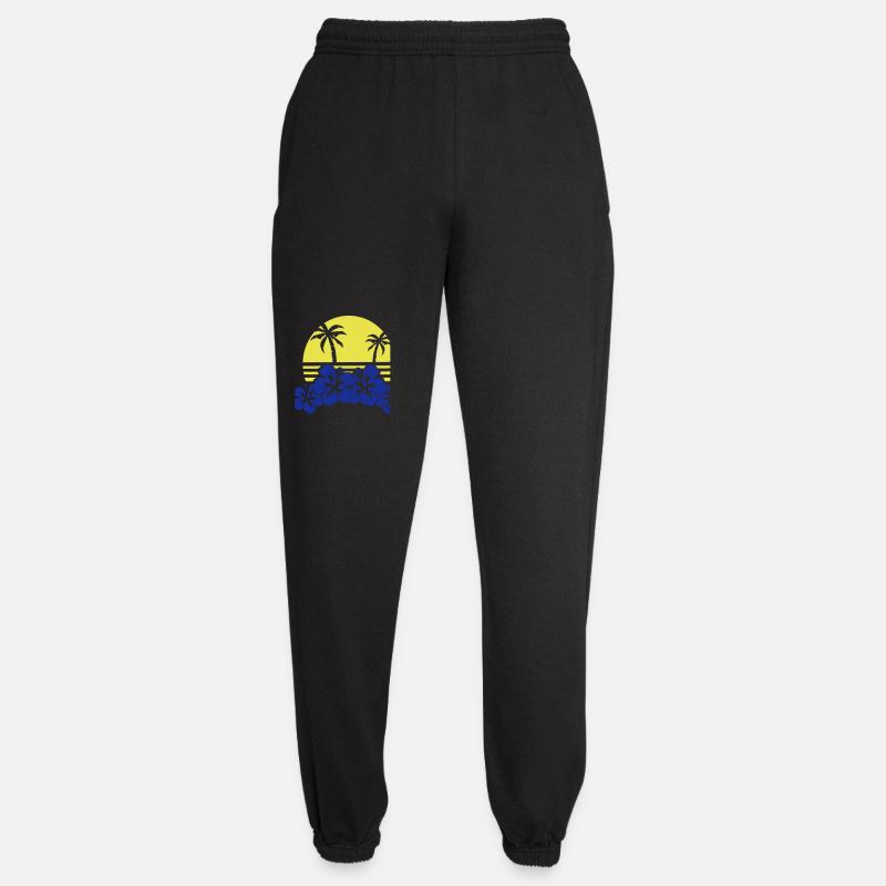 Tropical Evening Sun Hibiscus - Unisex Joggers - black