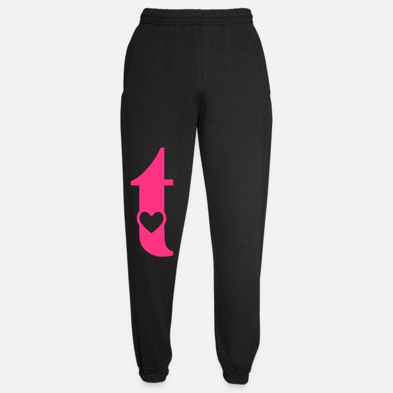 Buchstabe t Anfangsbuchstabe mit Herz - Unisex Jogginghose - Schwarz