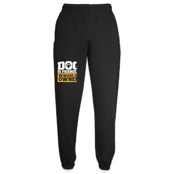 Dog Friendly Beware Owner Warning Humor Protect - Unisex Joggers - black - Front - AI Model Female 172 light (172cm)