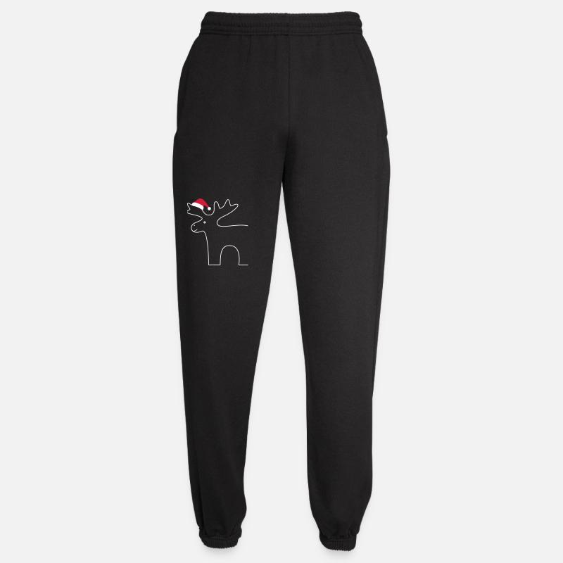 Rentier mit Weihnachtsmütze - Unisex Jogginghose - Schwarz