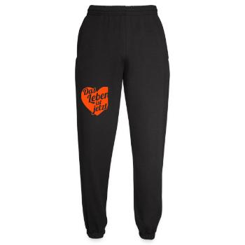Das Leben ist jetzt  Herzdesign - Unisex Jogginghose - Schwarz - Vorne - AI Model Female 172 light (172cm)