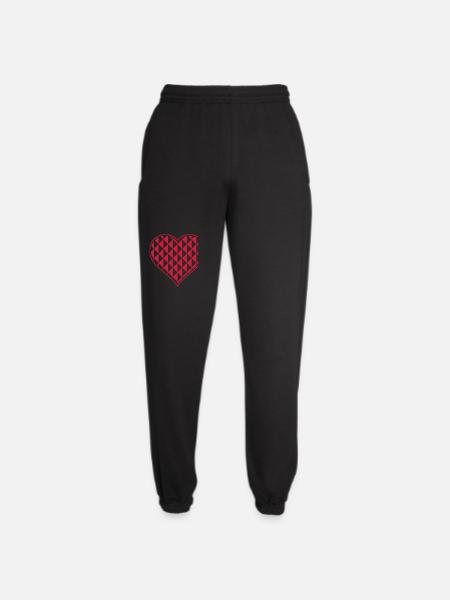 Geometric Heart Pattern Red-Black - Unisex Joggers - black