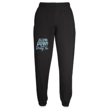 Slow Down You're Doing Fine Motivation Saying Logo - Unisex Joggers - black - Front - AI Model Female 172 light (172cm)