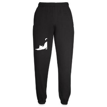 Sich streckende Katze Silhouette Weiß - Unisex Jogginghose - Schwarz - Vorne - AI Model Female 172 light (172cm)