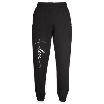 Love Kreuz Schreibschrift - Unisex Jogginghose - Schwarz - Vorne - AI Model Female 172 light (172cm)