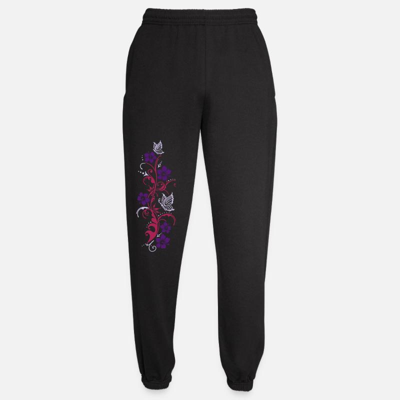 Blumen Hibiskus Schmetterling - Unisex Jogginghose - Schwarz