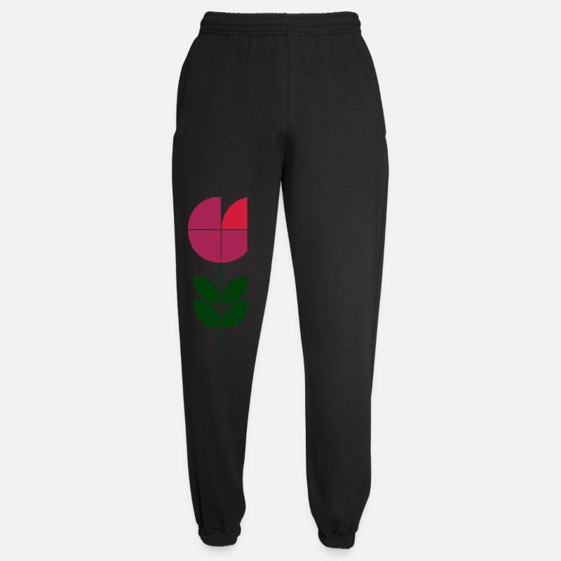 Minimalistische rot-grüne Blume - Unisex Jogginghose - Schwarz