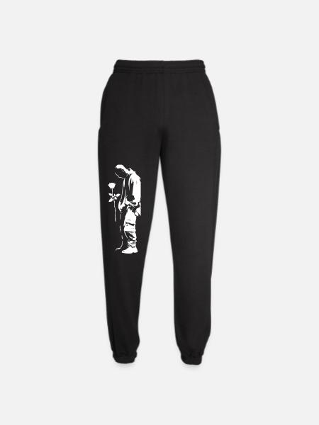 Street art silhouette with rose - Unisex Joggers - black